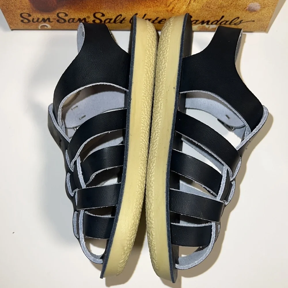 AUTH NIB Salt Water Sandal by Hoy Shoes Sun-San - Sailors BLACK